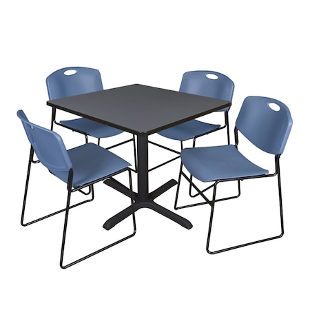 Cain Cain Square Table & Chair Set, Wood, Metal, Polypropylene Top TB3636GY44BE